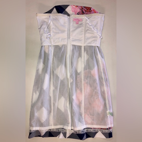 Vintage LILLY PULITZER Bowen Dress Gingham Embroidered Strapless Lined (6) - Picture 15 of 17